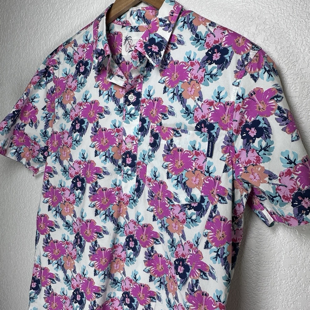 Chubbies The Wedding‎ Crasher Shirt Pink Floral Hawaiian S/S Half-button Med - Picture 5 of 11